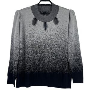 Adrienne Vittadini Sparkly Womens Sweater Sz 1X Holiday Keyhole Ombre Metallic